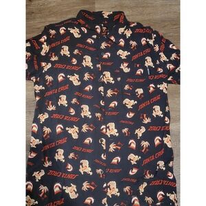 Santa Cruz Button Up Shirt Screaming‎ Hand Palm Tree Print Black Small